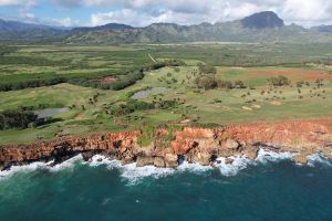 Poipu Bay 15th Mountains Aerial